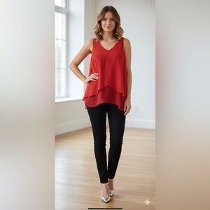 Bwear Vibrant Red Sleeveless Blouse